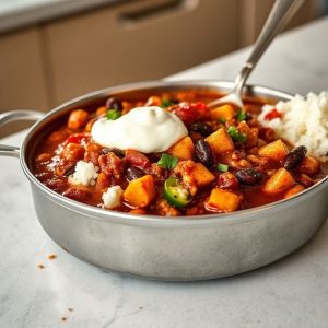 Guiso de alubias al estilo mexicano saludable