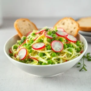 Ensalada de Guisantes, Repollo y Parmesano con Menta y Perejil
