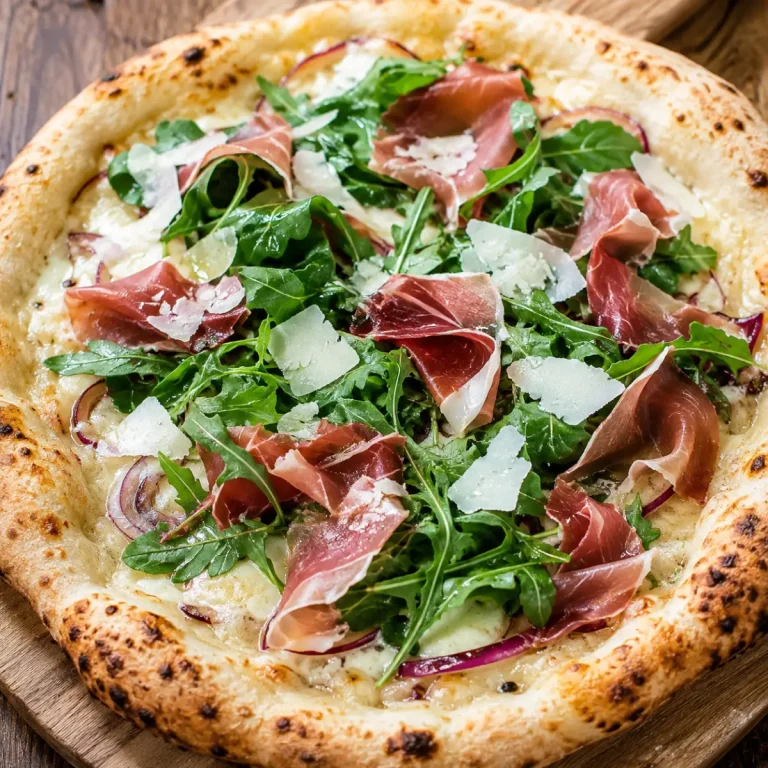 Pizza Blanca de Jamón Serrano, Rúcula y Ricotta